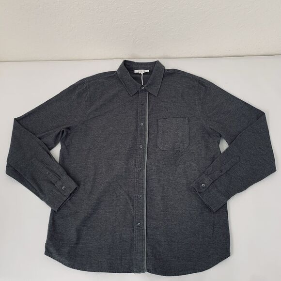 NWT FRAME Brushed Flannel Shirt Men XL Gray Button Up Soft Classic Cabincore - Picture 1 of 8
